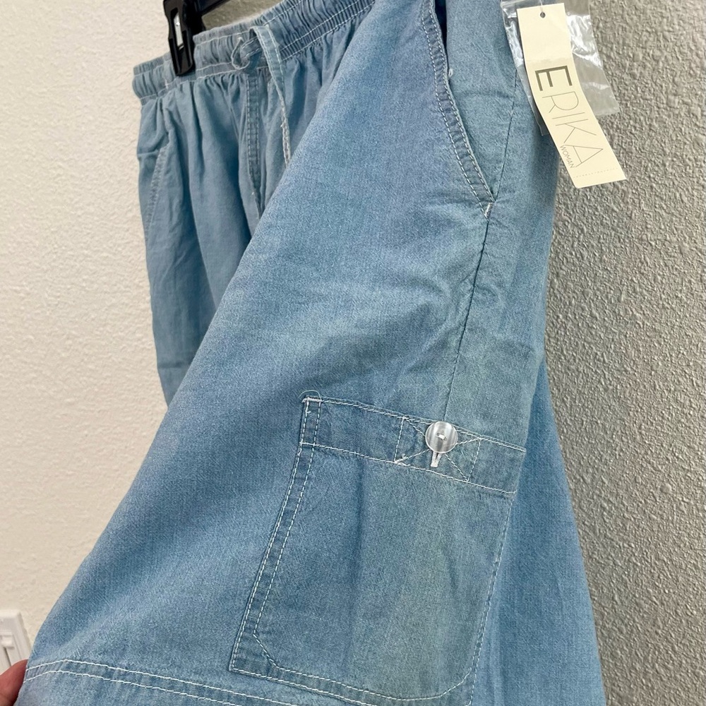 Erika Woman Blue Chambray Casual Shorts Size 2X - Picture 3 of 8